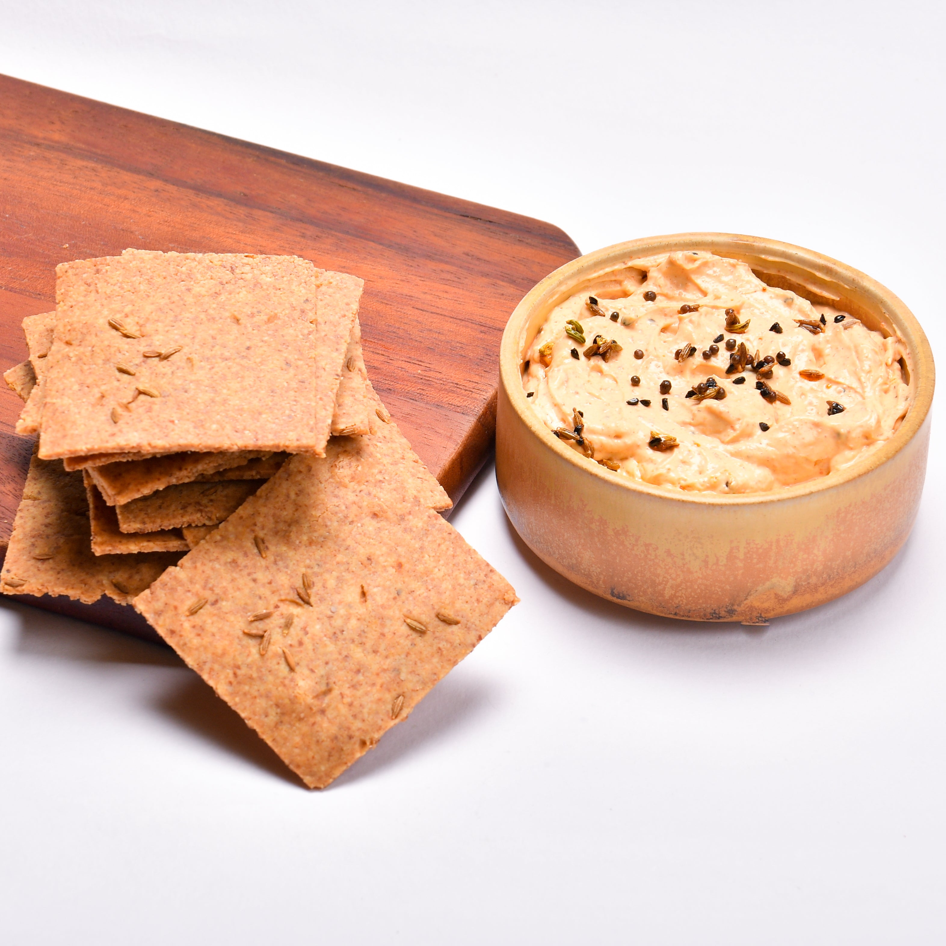 Jeera-Adrak Crackers (12, Grain Free) with  Achari Dip (150g, Sugar/Grain Free)